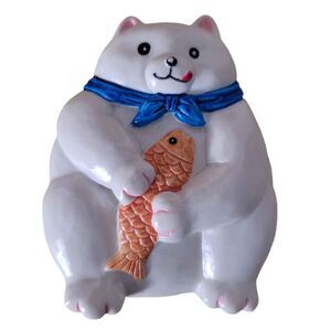 Vintage Wal-Mart Clay Bear with fish refrigerator magnet